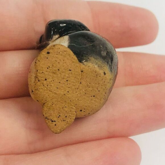 handmade handcrafted clay pottery penguins brown and black glazed 2.5 3 inch - Picture 12 of 12